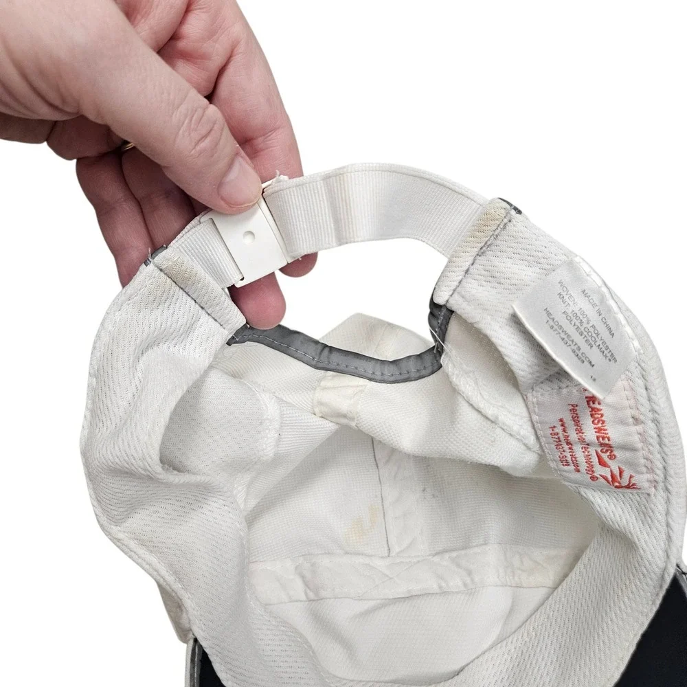 Headsweats Performance Running Hat Unisex OS White‎ Coolmax Mesh Floral Logo Cap